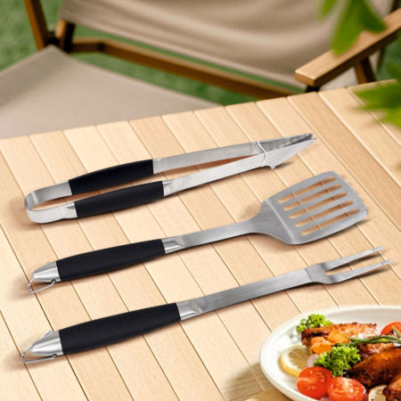 Set ustensile pentru gratar 3 piese KLUGMEISTER KYBBQ03N, spatula + cleste + furculita [1]