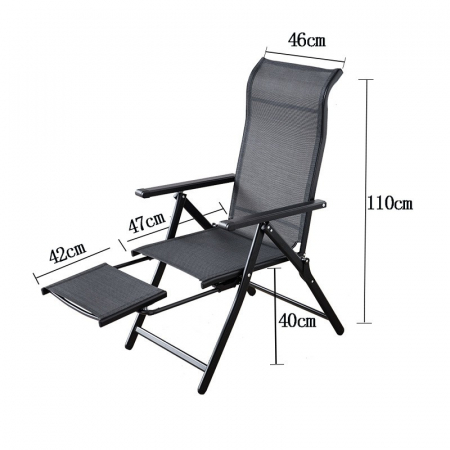 Gradina - Scaun 2in1 de Gradina, Flippy, Sezlong, Suport Picioare, Pliabil, Cadru Metalic, Impermeabil, 47 x 110 x 46 cm, Negru