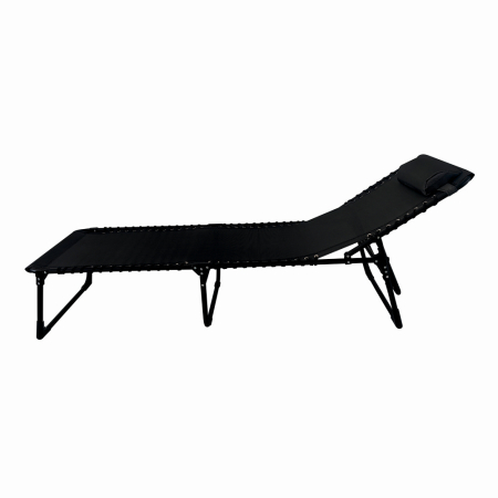 Sezlong pliabil din otel 189x59x34 cm din otel si fir textilene KLUGMEISTER KJF3797, culoare neagra [2]