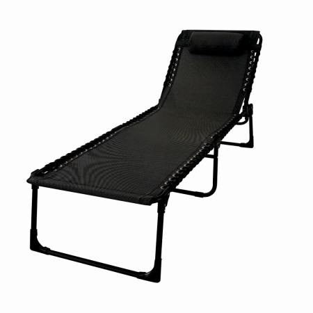 Mobilier gradina - Sezlong pliabil din otel 189x59x34 cm din otel si fir textilene KLUGMEISTER KJF3797, culoare neagra