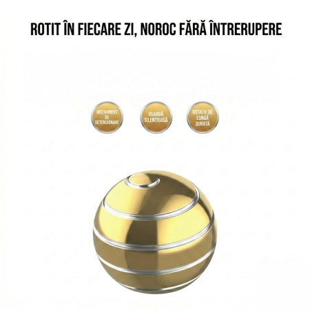 Sfera Fidget Spinner Metalic, Flippy, Corp Aliaj Zinc, Rulment Inox, Jucarie Antistres pentru Focus si Relaxare, Diametru 40 mm, Gadget pentru Birou, Scoala, Cadou pentru Copii si Adulti, Auriu [5]