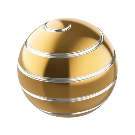 Jucarii, Copii & Bebe - Sfera Fidget Spinner Metalic, Flippy, Corp Aliaj Zinc, Rulment Inox, Jucarie Antistres pentru Focus si Relaxare, Diametru 40 mm, Gadget pentru Birou, Scoala, Cadou pentru Copii si Adulti, Auriu