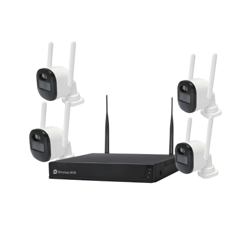 Camere de supraveghere - Sistem performant de supraveghere video ANNKE N58WHD+DM*4, NVR 4 canale WiFi, 4 camere interior/exterior 5MP, Ultra HD/2k+, vedere nocturna IR, rezistent la intemperii