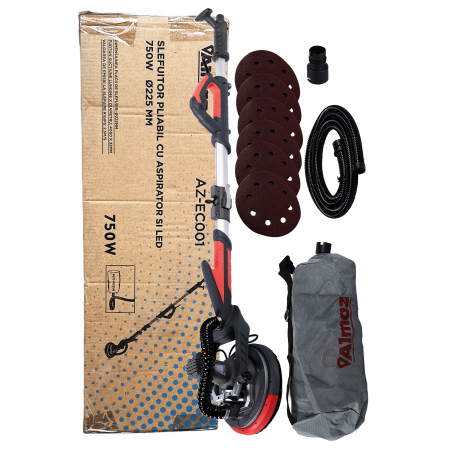 Slefuitor pereti pliabil cu aspirator LED, 750 W, 1600 Rpm, Ø225 mm, AZ-EC001 [0]