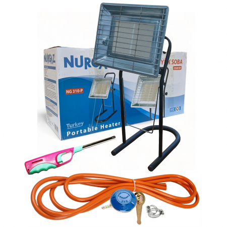 Plite & aragaze - Soba cu arzator mare cu suport, 3500 W, 220 g/h + Aprinzator + Kit reglabil gpl RH-10 + Tub flex 2M+2 Coliere