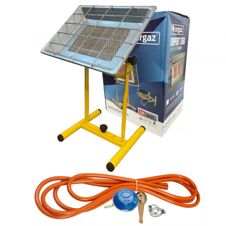 Plite & aragaze - Soba cu arzator Orgaz mare cu suport, 3500 W, 220 g/h + Kit reglabil gpl RH-10 + Tub flex 2M+2 Coliere