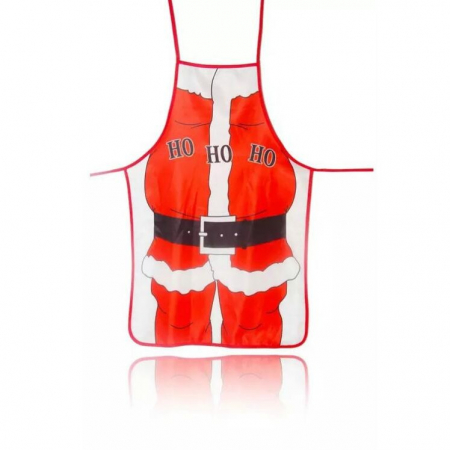 Sort de Bucatarie Decorativ, Flippy, Tema Craciun, 50 x 70 cm, Model HO HO HO, din Poliester, Rosu [5]
