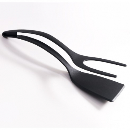 Bucatarie si electrocasnice - Spatula Multifunctionala tip Cleste, Flippy, Spatula Cleste pentru Gatit, Silicon PP, pentru Alimente, Carne, Paine, 31 x 8.5 cm Negru