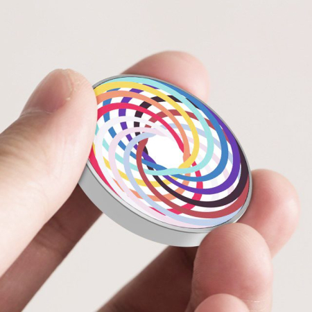 Spinner Giroscopic Metalic, Flippy, Jucarie Rotativa Anti-stres, Otel Inoxidabil, 3.8 x 0.6 cm, Efect Optic Spirala Hipnotica, Model Spirala Multicolor [4]