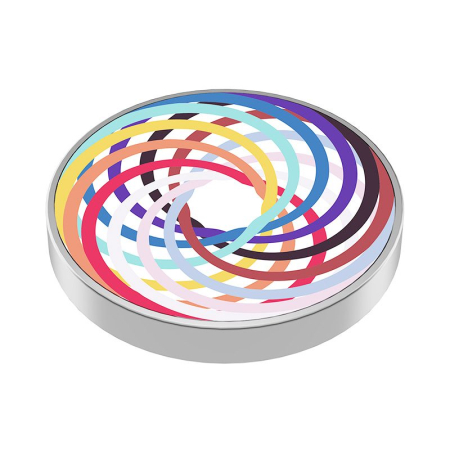 Jucarii, Copii & Bebe - Spinner Giroscopic Metalic, Flippy, Jucarie Rotativa Anti-stres, Otel Inoxidabil, 3.8 x 0.6 cm, Efect Optic Spirala Hipnotica, Model Spirala Multicolor