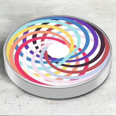Spinner Giroscopic Metalic, Flippy, Jucarie Rotativa Anti-stres, Otel Inoxidabil, 3.8 x 0.6 cm, Efect Optic Spirala Hipnotica, Model Spirala Multicolor [5]
