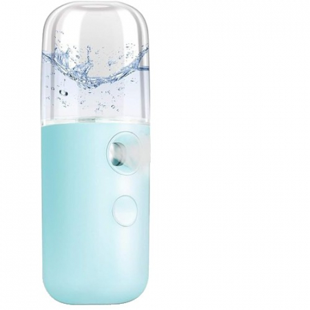 Ingrijire personala si Cosmetice - Spray de Hidratare Facială cu Tehnologie Nano, Flippy, Hidratare, Igienizare, Abur Rece, Încărcare USB, Capacitate 30 mL, 10cm, Albastru