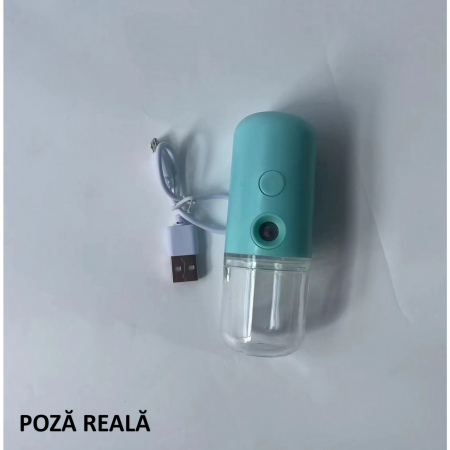 Spray de Hidratare Facială cu Tehnologie Nano, Flippy, Hidratare, Igienizare, Abur Rece, Încărcare USB, Capacitate 30 mL, 10cm, Albastru [8]