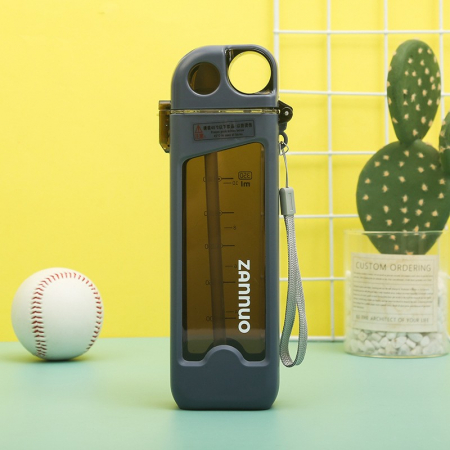 Sticla de Apa pentru Sport, Flippy, 350 ml, cu Pai si Capac, 23x7x4.4 cm, Buton de Blocare, din PC, Albastru [4]