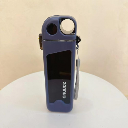 Sticla de Apa pentru Sport, Flippy, 350 ml, cu Pai si Capac, 23x7x4.4 cm, Buton de Blocare, din PC, Albastru [2]