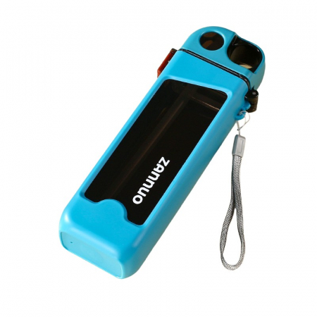 Bucatarie si electrocasnice - Sticla de Apa pentru Sport, Flippy, 350 ml, cu Pai si Capac, 23x7x4.4 cm, Buton de Blocare, din PC, Bleu