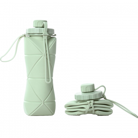 Bucatarie si electrocasnice - Sticla de apa pliabila Flippy, din silicon,reutilizabila, rezistenta la temepreturi ridiate, usor de depozitat si carat, 22 x 7.8 cm, 600 ml, verde