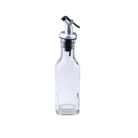 Sub 99 Lei - Sticla de Ulei de Masline, Flippy, Sticla etansa pentru Lichide de Bucatarie, Sticla pentru Uleiuri, Sosuri, Otet, Capac din Inox Dozator, 19.5 x 4.8 cm, volum 150 ml, Transparent 