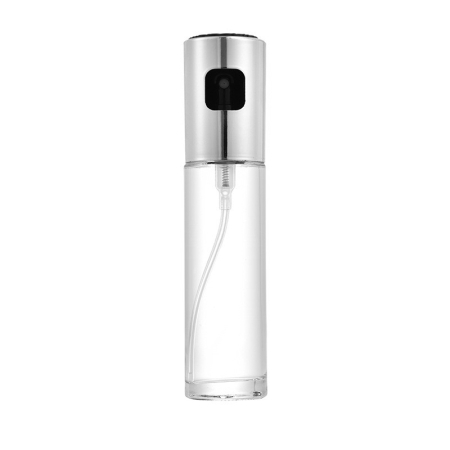 Sub 99 Lei - Sticla Pulverizator pentru Bucatariei, Flippy, Spray pentru Gratar, din Sticla cu Capac din Inox, 18 x 4.2 cm, volum 100 ml, Trasnparenta cu Capac Gri