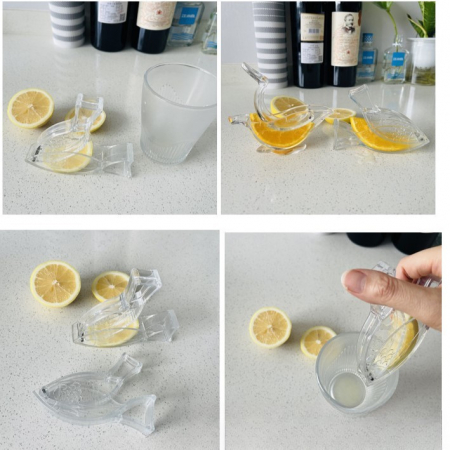 Storcator de Citrice Manual, Flippy, Rezistente, Usor de Folosit si Depozitat, Durabil, Calitativ, 12x5.2 cm, Model Peste, Transparent [1]