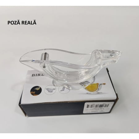 Storcator de Citrice Manual, Flippy, Rezistente, Usor de Folosit si Depozitat, Durabil, Calitativ, 12x5cm, Model Pasare, Transparent [7]