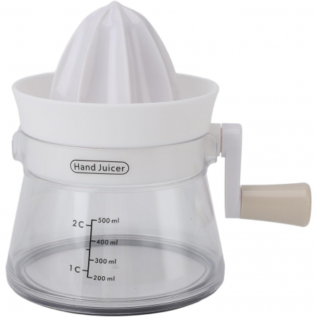 Pentru Casa si Camping - Storcator de Citrice Manual, Flippy, Rezistente, Usor de Folosit si Depozitat, Durabil, Calitativ, 16.5x13cm, Transparent/ Alb