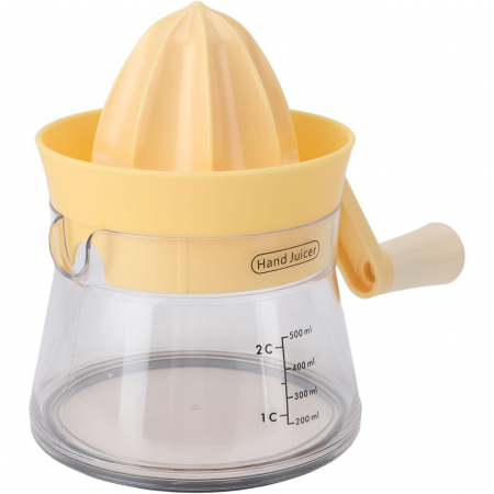 Pentru Casa si Camping - Storcator de Citrice Manual, Flippy, Rezistente, Usor de Folosit si Depozitat, Durabil, Calitativ, 16.5x13cm, Transparent/ Galben