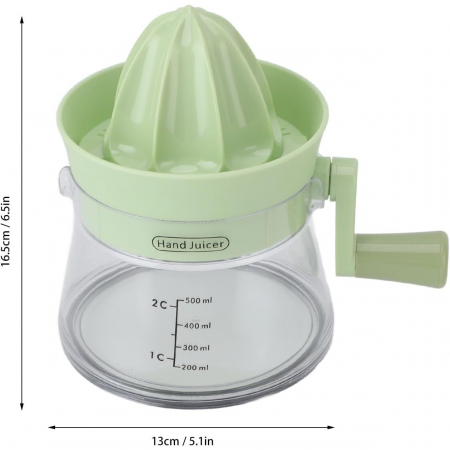 Storcator de Citrice Manual, Flippy, Rezistente, Usor de Folosit si Depozitat, Durabil, Calitativ, 16.5x13cm, Transparent/ Verde [9]