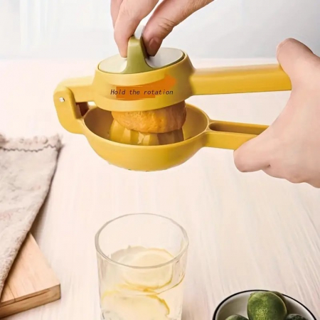 Storcator manual citrice, Flippy, pentru lamai, portocale, cu actiune dubla, usor de utilizat, material ABS rezistent, 8x10x22 cm, Galben [1]