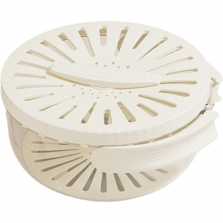 Pentru Casa si Camping - Strecuratoare 2 in 1 pentru Fructe si Legume, Flippy, Cos de Scurgere si Cutie de Depozitare, 15.5 x 8.3 cm, din PP, cu Maner si Capac, Alb