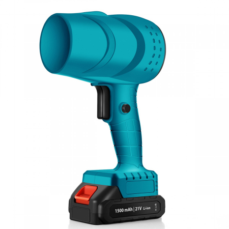Pentru Casa si Camping - Suflanta de Aer Multifunctionala Portabila, Flippy, Incarcare Auto, pentru Gratar, Masina, Indepartare Frunze si Praf, 1500 mAh, Viteta de Rotatie 25000 RPM, 2 Baterii de Li si Incarcator, Albastru