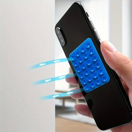 Suport Adeziv Universal, Flippy, pentru Telefon/Tableta, cu 24 Ventuze, potrivit pentru Tik-Tok/Selfie/Vizionare Video, din Silicon, 8 x 5.5 x 1 cm, Albastru [2]