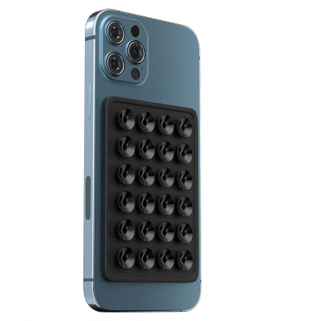GSM - Suport Adeziv Universal, Flippy, pentru Telefon/Tableta, cu 24 Ventuze, potrivit pentru Tik-Tok/Selfie/Vizionare Video, din Silicon, 8 x 5.5 x 1 cm, Negru