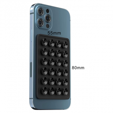 Suport Adeziv Universal, Flippy, pentru Telefon/Tableta, cu 24 Ventuze, potrivit pentru Tik-Tok/Selfie/Vizionare Video, din Silicon, 8 x 5.5 x 1 cm, Negru [10]