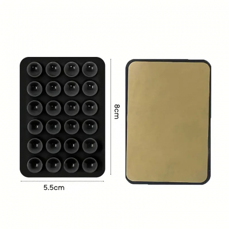 Suport Adeziv Universal, Flippy, pentru Telefon/Tableta, cu 24 Ventuze, potrivit pentru Tik-Tok/Selfie/Vizionare Video, din Silicon, 8 x 5.5 x 1 cm, Negru [9]