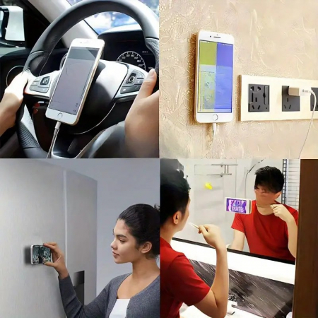 Suport Adeziv Universal, Flippy, pentru Telefon/Tableta, cu 24 Ventuze, potrivit pentru Tik-Tok/Selfie/Vizionare Video, din Silicon, 8 x 5.5 x 1 cm, Rosu [1]