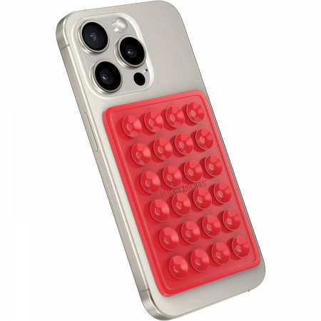 GSM - Suport Adeziv Universal, Flippy, pentru Telefon/Tableta, cu 24 Ventuze, potrivit pentru Tik-Tok/Selfie/Vizionare Video, din Silicon, 8 x 5.5 x 1 cm, Rosu