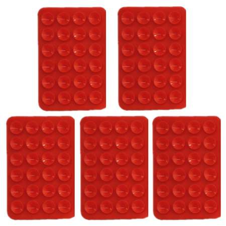 Suport Adeziv Universal, Flippy, pentru Telefon/Tableta, cu 24 Ventuze, potrivit pentru Tik-Tok/Selfie/Vizionare Video, din Silicon, 8 x 5.5 x 1 cm, Rosu [3]