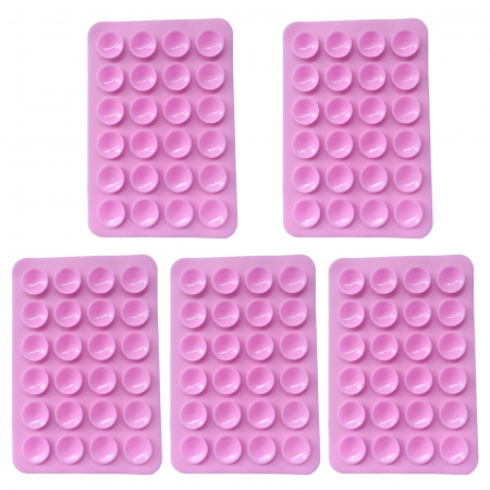 Suport Adeziv Universal, Flippy, pentru Telefon/Tableta, cu 24 Ventuze, potrivit pentru Tik-Tok/Selfie/Vizionare Video, din Silicon, 8 x 5.5 x 1 cm, Roz [2]