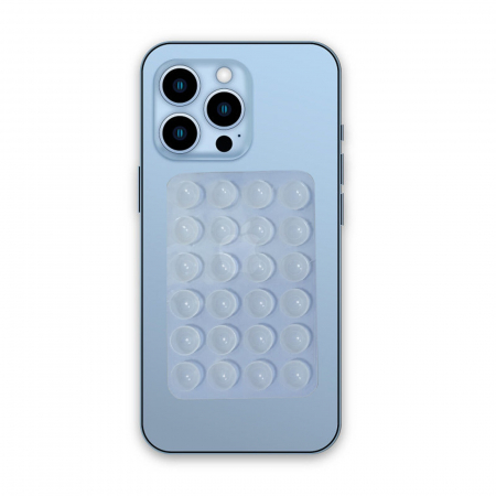 GSM - Suport Adeziv Universal, Flippy, pentru Telefon/Tableta, cu 24 Ventuze, potrivit pentru Tik-Tok/Selfie/Vizionare Video, din Silicon, 8 x 5.5 x 1 cm, Transparent