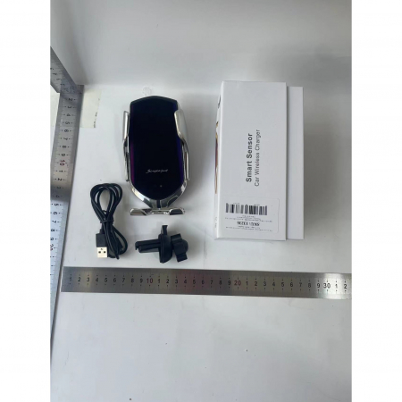 Suport auto cu incarcare wireless (inductie) cu senzor Infrarosu, Fast Charge 10W R1 Argintiu [1]