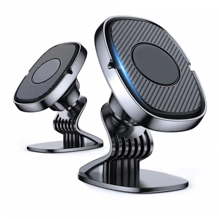 Suport Auto Magnetic Flippy 360 grade cu adeziv, 53 mm, Holder JS - 668, compatibil cu dispozitive intre 4" - 7", Ajustabil, 6 Magneti Neodymium  incorporati, Negru [2]