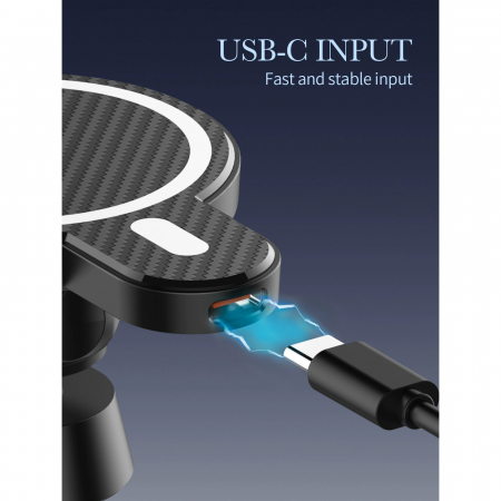 Suport auto MagSafe cu incarcare wireless 15W, Flippy, pentru seria iPhone 12, seria iPhone 13 si seria iPhone 14, Negru [1]