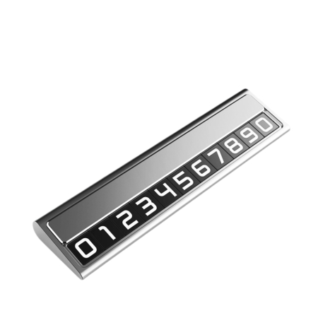 Electrice auto - Suport Auto Numar Telefon Parcare, Flippy, Design Metalic cu Capac, Afisaj Ascuns Rabatabil, Cifre Magnetice Fluorescente, 11.8 x 3 x 1 cm, Argintiu 