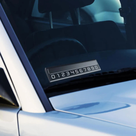 Suport Auto Numar Telefon Parcare, Flippy, Design Metalic cu Capac, Afisaj Ascuns Rabatabil, Cifre Magnetice Fluorescente, 11.8 x 3 x 1 cm, Negru  [3]