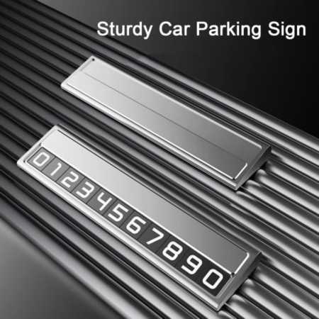 Suport Auto Numar Telefon Parcare, Flippy, Design Metalic cu Capac, Afisaj Ascuns Rabatabil, Cifre Magnetice Fluorescente, 11.8 x 3 x 1 cm, Negru  [5]