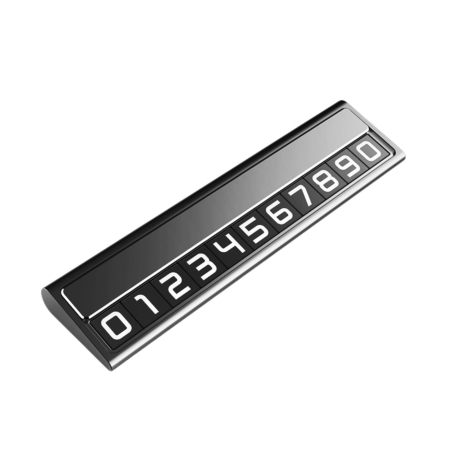 Electrice auto - Suport Auto Numar Telefon Parcare, Flippy, Design Metalic cu Capac, Afisaj Ascuns Rabatabil, Cifre Magnetice Fluorescente, 11.8 x 3 x 1 cm, Negru 