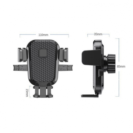 Suport Auto Telefon Flippy, Prindere Grila Ventilatie, Tija Fixare Reglabila, Rotativ 90 grade, Design Modern, Detalii Fine, Material Plastic si Silicon, 11 x  8.5 cm, Model 3, Negru [2]