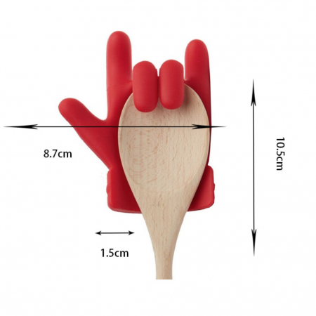 Suport Capac Anti- Varsare, Suport Lingura pentru Oala, Flippy, Model in Forma de Deget, din Silicon, Rosu [2]