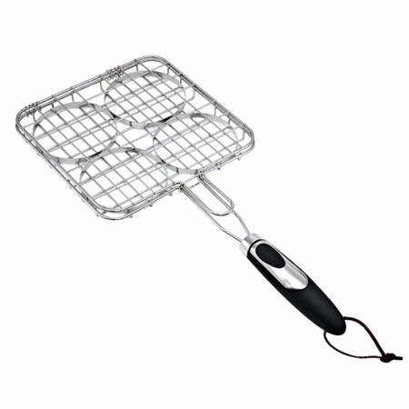 Pentru Casa si Camping - Suport carne hamburger pentru gratar KLUGMEISTER KY5223H, otel inoxidabil, maner termoizolant